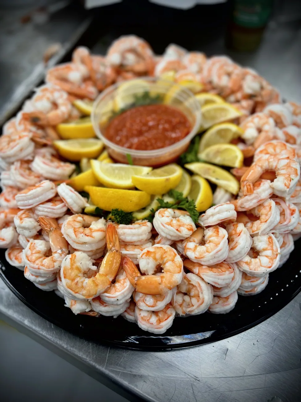 Shrimp cocktail platter by 954 Catering